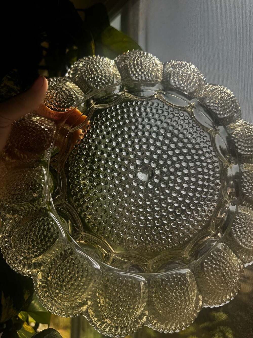 Vintage Indiana Glass Clear Hobnail Deviled Egg Plate Relish Tray 11"